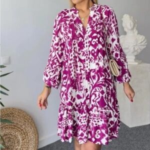 Zara Purple and White Midi Dress